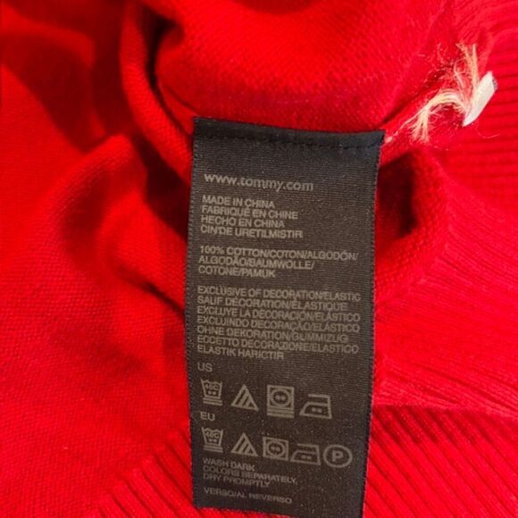 Tommy Hilfiger Men's 100% Cotton V-Neck Sweater Red Size Large - Picture 8 of 11